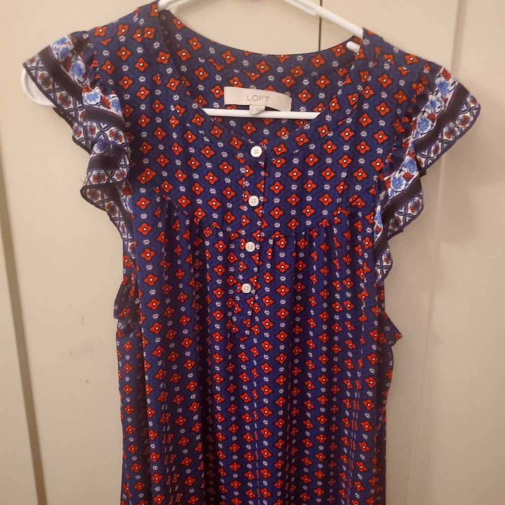 LOFT Ruffle Sleeveless Blouse